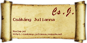 Csákány Julianna névjegykártya